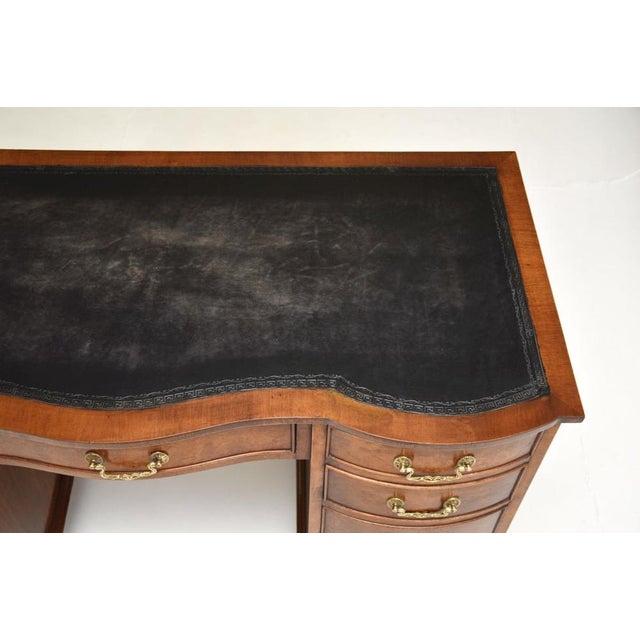 Brown Burr Walnut and Leather Top Pedestal Desk, 1930s For Sale - Image 8 of 11