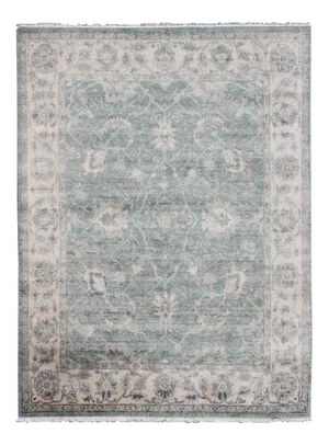Turkish Oushak in Seafoam Green, Ivory and Light Brown - 8'0 X 10'0