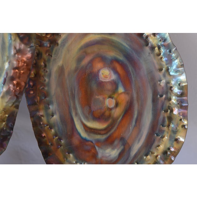 Brown Mid Century Abalone Shells Metal Wall Sculpture For Sale - Image 8 of 9