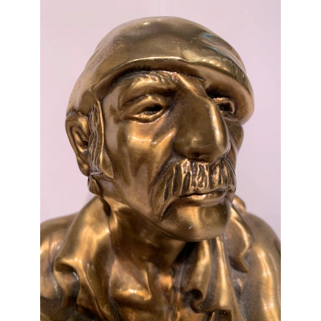 Metal 1950s Spanish Men Brass Statues - a Pair For Sale - Image 7 of 13