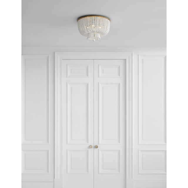 Traditional AERIN for Visual Comfort Signature Jacqueline Flush Mount in Hand-Rubbed Antique Brass with White Acrylic For Sale - Image 3 of 4
