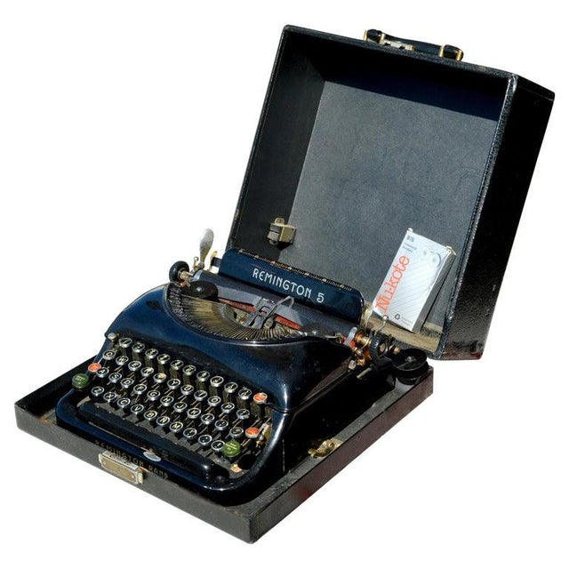 Vintage Remington Rand Model 5 Typewriter With Portable Carrying Case For Sale - Image 10 of 10
