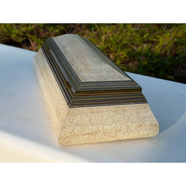 Ivory Vintage Crackled Parchment Decorative Box For Sale - Image 8 of 12