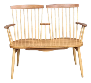 Late 20th Century Windsor Bench Solid Cherry Bench Bench Made by w.a. Mitchell Temple, Maine