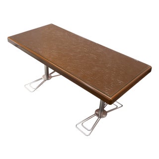 Vintage German Coffee Table in a Space Age Design with a Textured Surface in Brown, 1970s For Sale