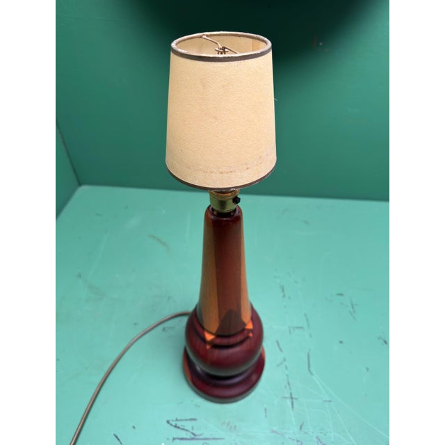1960s Mid-Century Scandinavian Turned Teak Table Lamp, 1960s For Sale - Image 5 of 10
