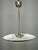 Elegant bauhaus pendant light produced in czechoslovakia during the 1930s, featuring a wide chrome-plated metal reflector...