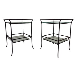 French Two-Tier Side Tables in Wrought Iron, 1970s, Set of 2 For Sale