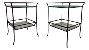French Two-Tier Side Tables in Wrought Iron, 1970s, Set of 2