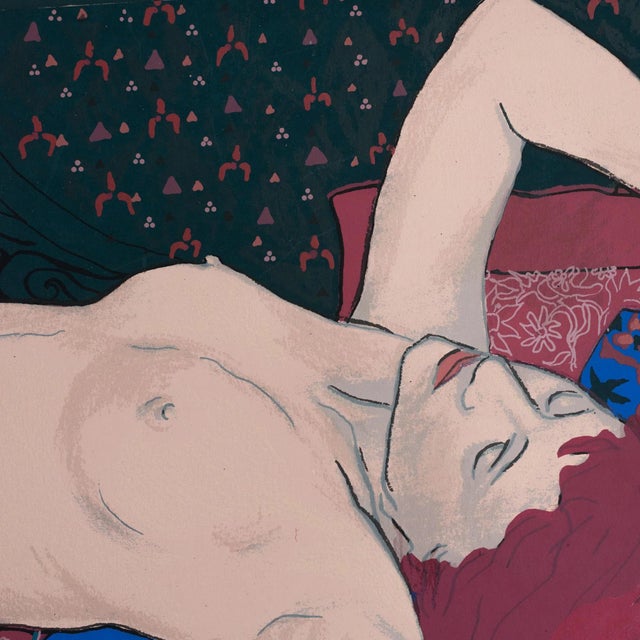 Unknown, Reclining Female Nude Limited Edition, 1980s, Silk-Screen For Sale - Image 4 of 7