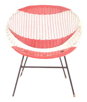 Mid-Century Woven Wicker & Plastic Bucket Chair, 1950s