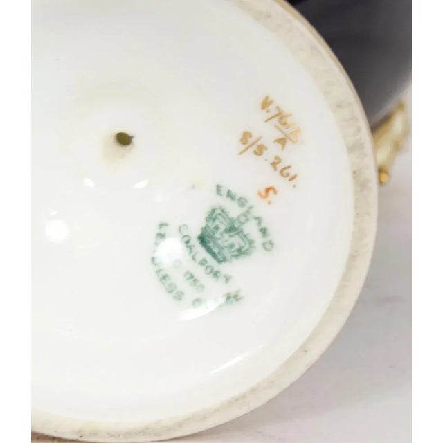 Antique Coalport Vases in Cobalt Blue by A. Perry, 1890s, Set of 2 For Sale - Image 12 of 18