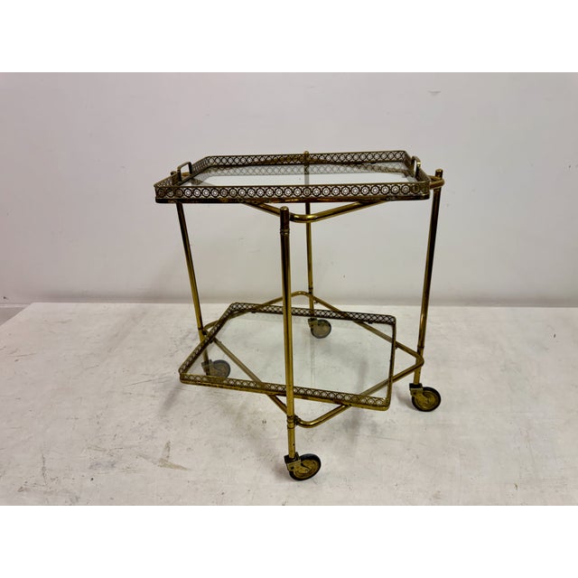 Goldenrod French Brass Drinks Trolley, 1960s For Sale - Image 8 of 18
