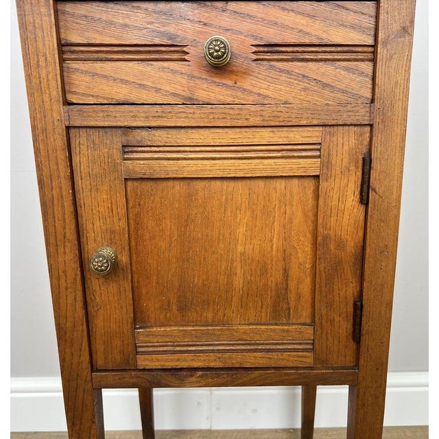 Antique French Oak Bedside Table with Marble Top For Sale - Image 6 of 12