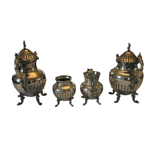 Mid 20th Century Mid 20th Century Birmingham Silver on Copper Coffee Tea Service With Sugar & Creamer - 4 Piece Set For Sale - Image 5 of 12