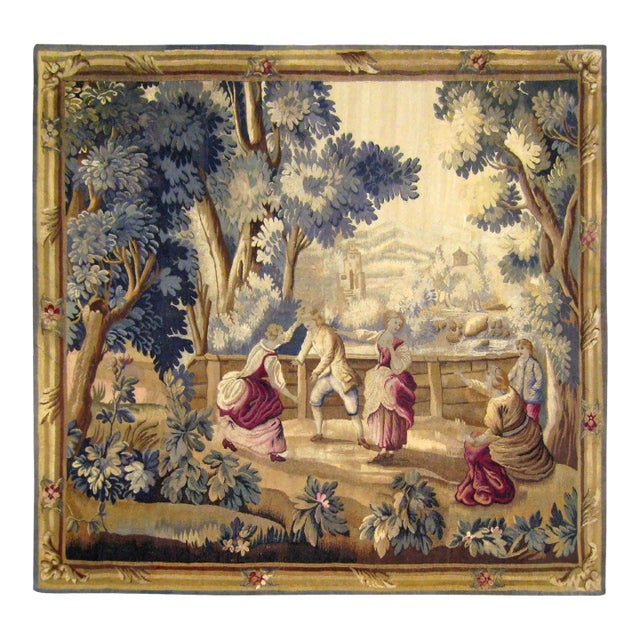 Late 19th Century French Aubusson Rustic Tapestry For Sale