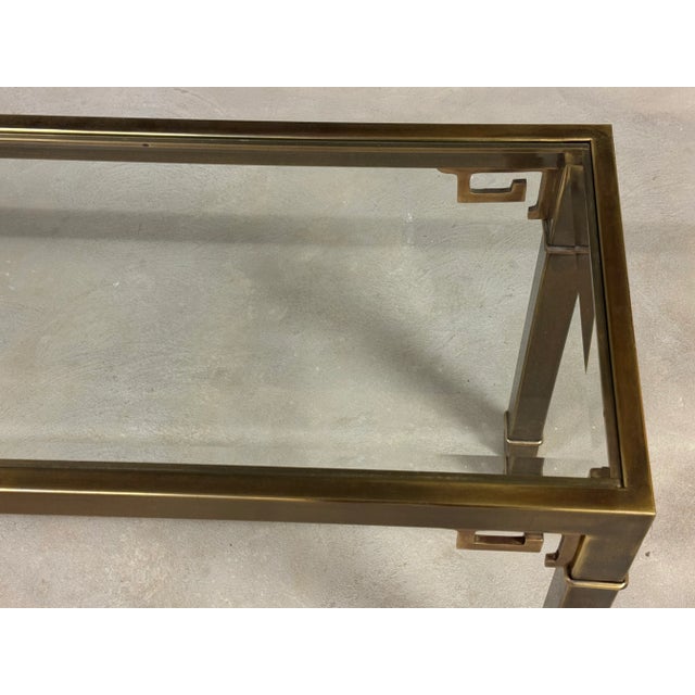 1970s Mastercraft Greek Key Brass Sofa Hall Entryway Table For Sale - Image 5 of 8