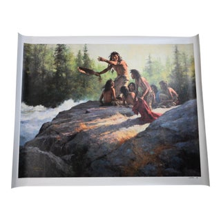 Howard Terpning “Mystery of the Underwater People” Signed MasterWork Giclée Canvas 12/85 For Sale