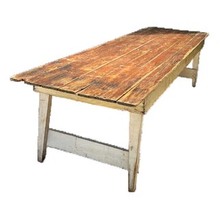 Vintage Rustic Wood Farmhouse Table For Sale