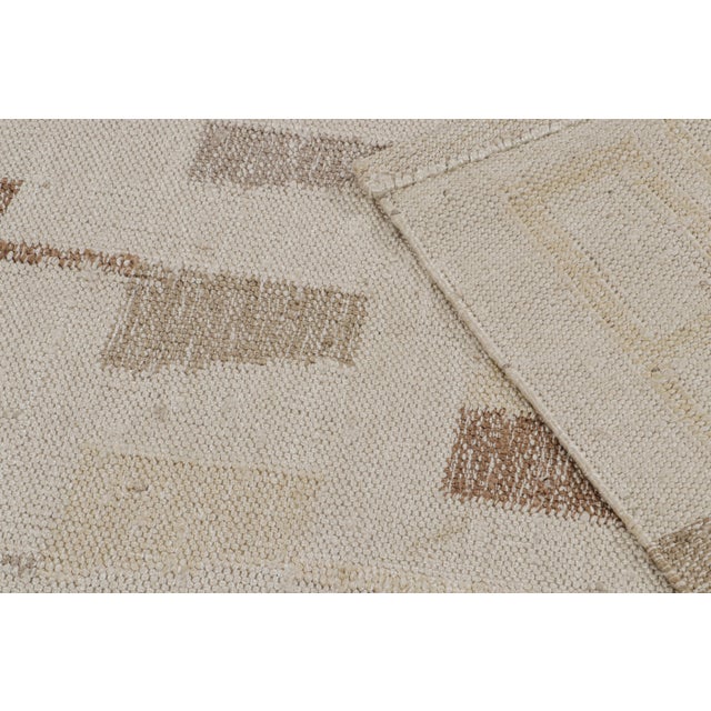 Textile Rug & Kilim’s Scandinavian Style Silk Kilim in Taupe & Brown Geometric Patterns For Sale - Image 7 of 7