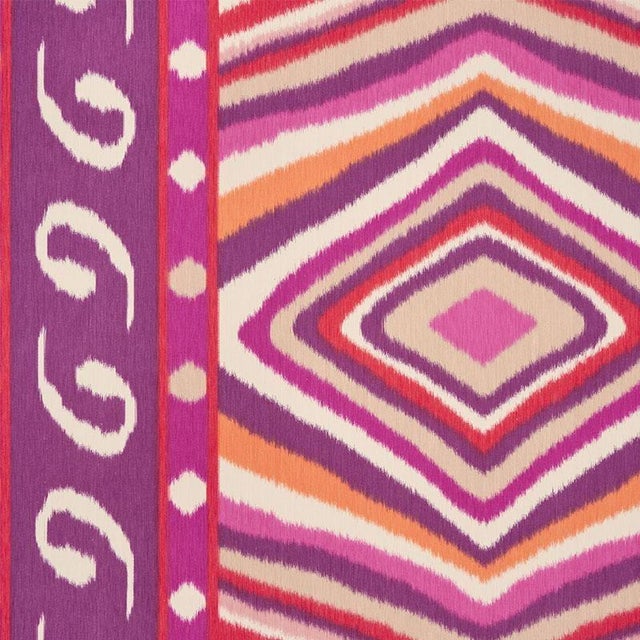 Sample - Schumacher X Johnson Hartig Terence Ikat Fabric in Magenta For Sale