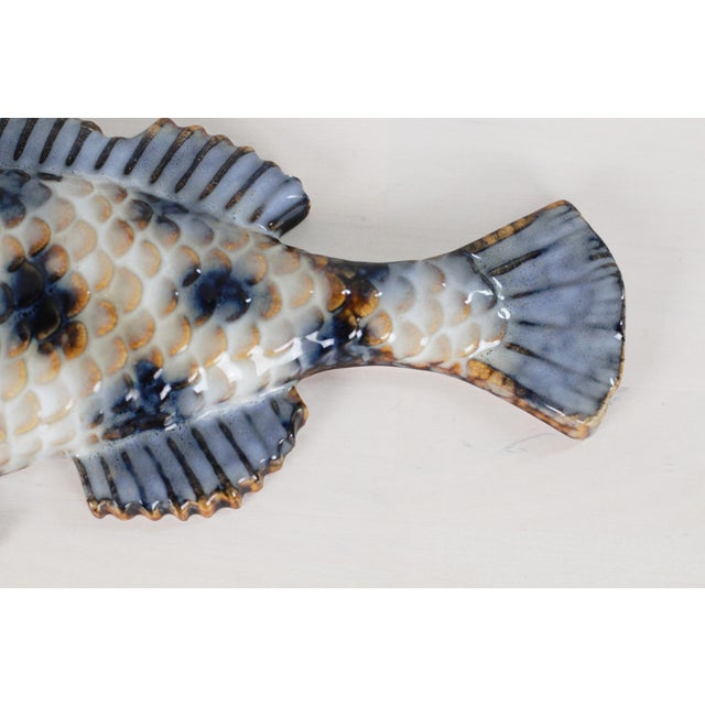 Set of 3 Mid-Century French Majolica Fish Wall Plaques | Mid-Century Vallauris Pottery For Sale - Image 10 of 18