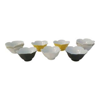 1970s Porcelain Lotus Bowls, Set of 9 For Sale