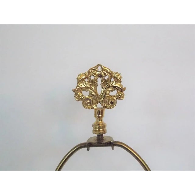 Wood 1950s Asian Rose Porcelain Lamp For Sale - Image 7 of 8