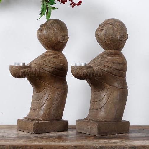 Stone Gray Bluestone Monk Candle Stand For Sale - Image 8 of 8