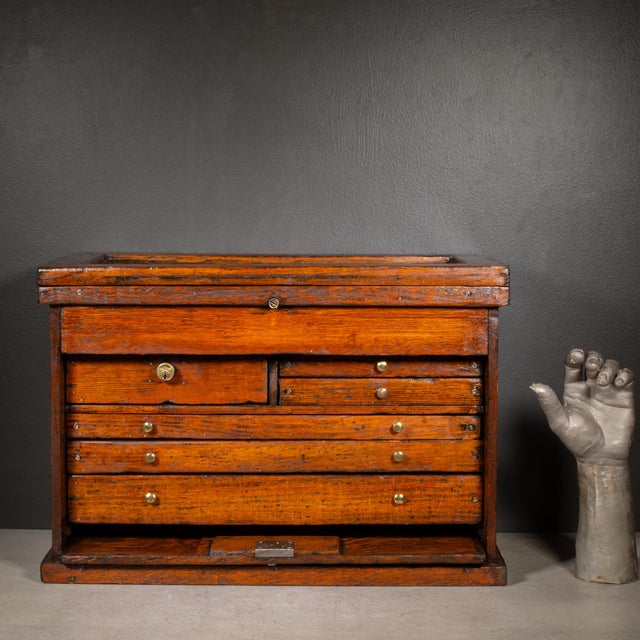 Antique Machinist's Oak Tool Chest c.1920 For Sale - Image 12 of 13