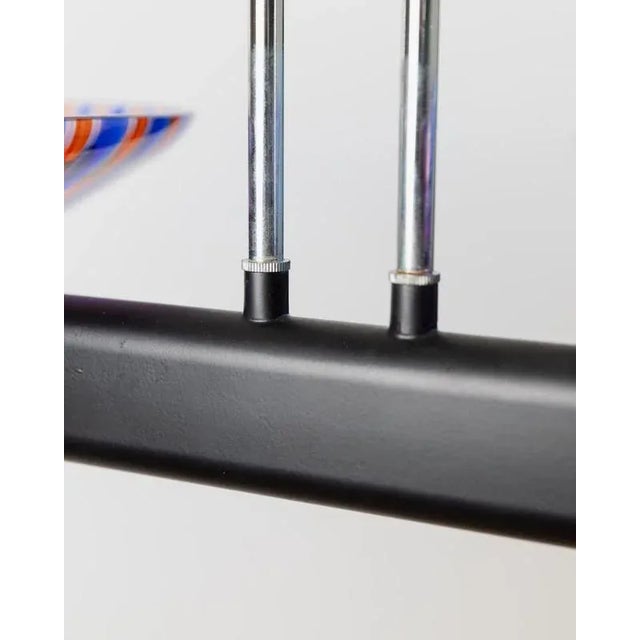 Vintage Murano Glass Pendant in Blue and Red Striped Glass, 1980s For Sale - Image 4 of 11