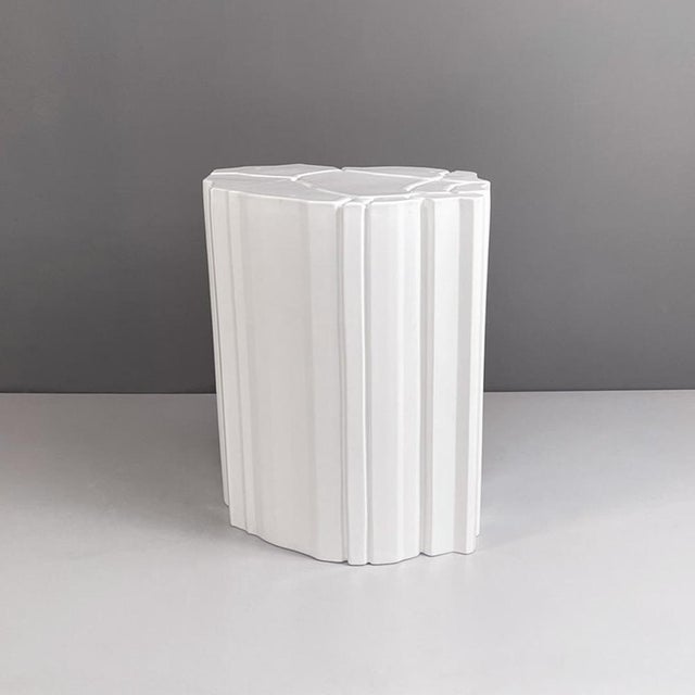 1990s Italian Modern Glossy White Ceramic Side Table by Roberto Faccioli, 1995 For Sale - Image 5 of 14