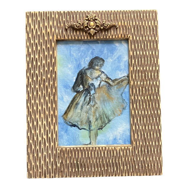 1970s Vintage Original After Degas Ballerina Painting Vintage Tabletop Frame For Sale