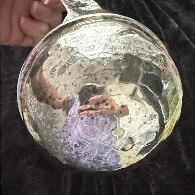 Metal Vintage 90s Emilia Castillo Mexican Silver Plate Hammered Ladle Turquoise Parrot For Sale - Image 7 of 11