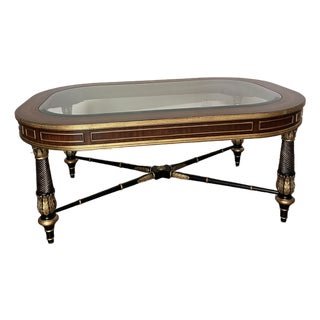E J Victor Mahogany and Ebony Glass Cocktail Table For Sale