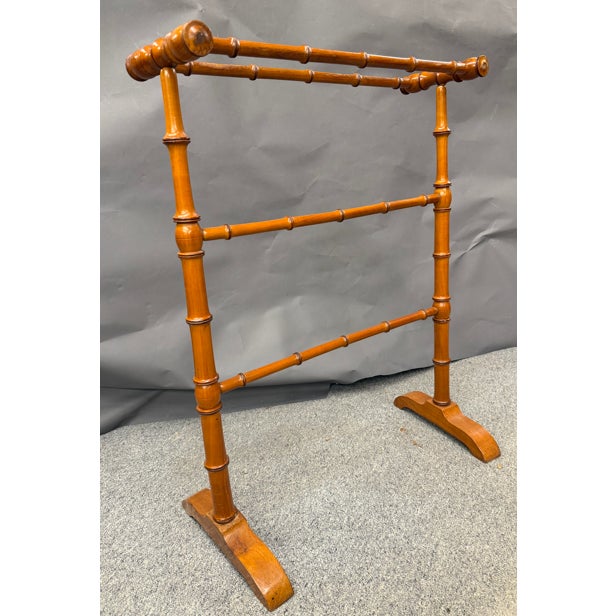 Late 19th Century English Faux Bamboo Cherry Quilt Rack + Blanket Rack, Circa 1890 For Sale - Image 4 of 6