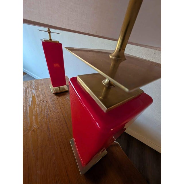 Contemporary Beekman Table Lamps by Kate Spade Magenta Cranberry Pink - Pair For Sale - Image 9 of 10