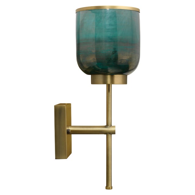 Jamie Young Vapor Single Wall Sconce in Antique Brass & Aqua For Sale In Los Angeles - Image 6 of 9