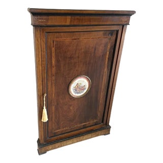 Antique Victorian Corner Cabinet with Inlaid Walnut For Sale