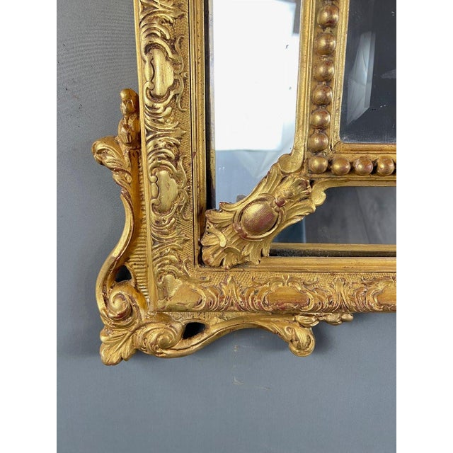 19th Century Large 19th Century Mirror with Gilded Wooden Pediment For Sale - Image 5 of 9