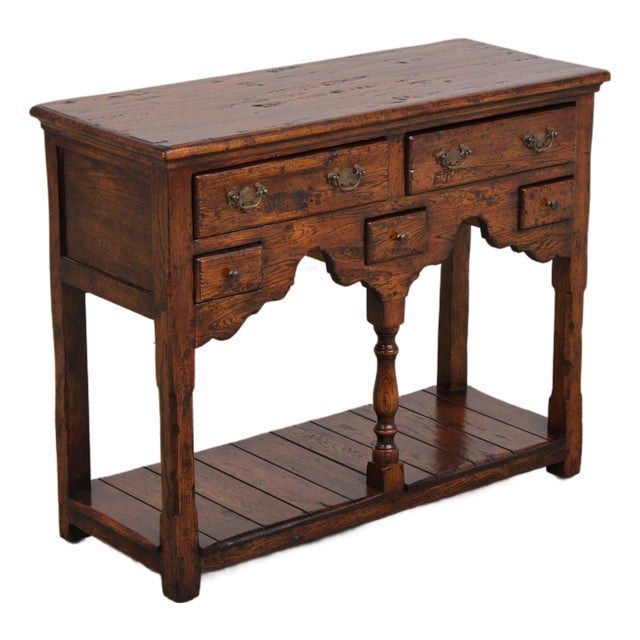 English Country Style Oak 5 Drawer 2 Tier Server For Sale