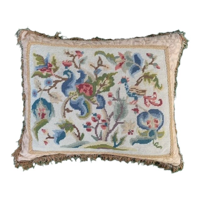 Vintage Needlepoint Pillow For Sale