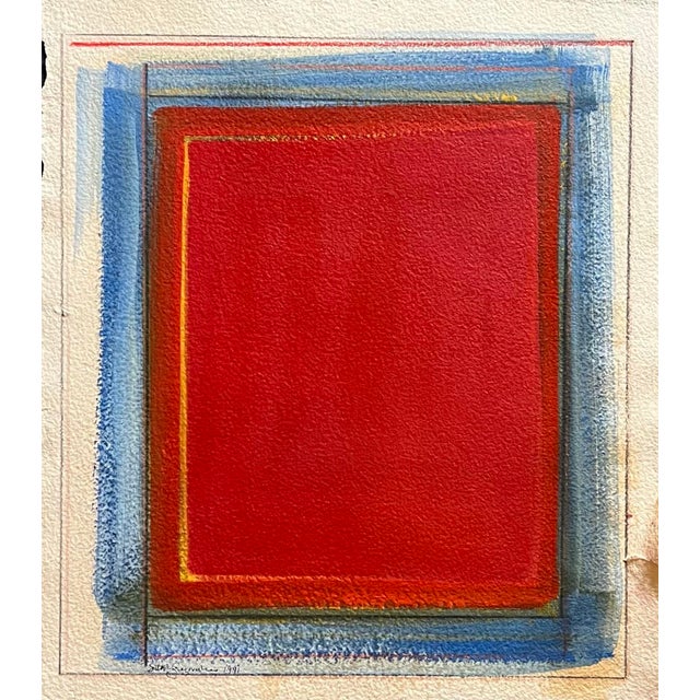 Abstract 1990s Abstract Expressionist Color Field Oil Painting on Paper For Sale - Image 3 of 3