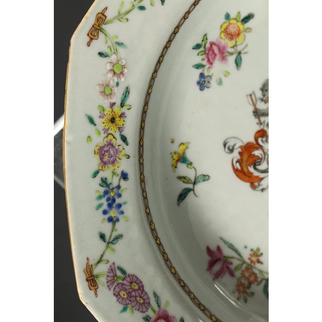 C. 1765 China Pair Armorial Octagonal Plates, Arms of Wyatt Impaling Fowle For Sale In Houston - Image 6 of 18