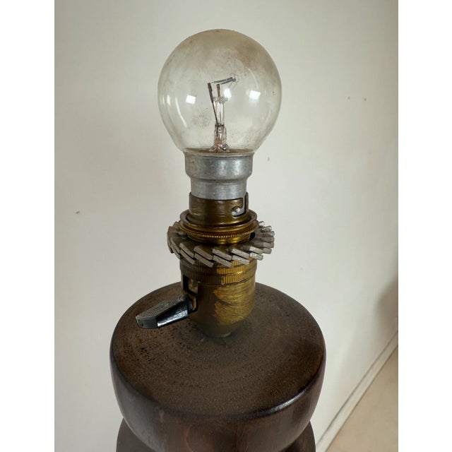 Wood Floor Lamp with Turned Base, 1950s For Sale - Image 7 of 8
