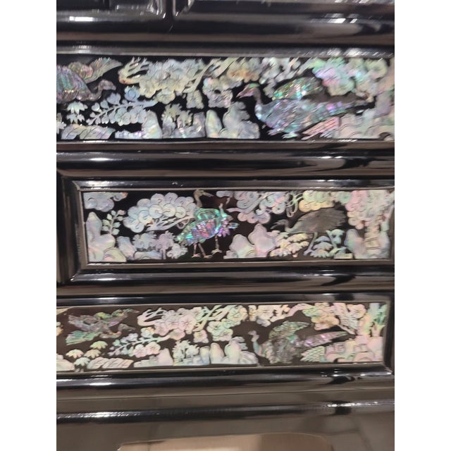 Vintage Korean Lacquer & Mother-of-Pearl Wardrobe Cabinet (Najeonchilgi) For Sale In Washington DC - Image 6 of 16