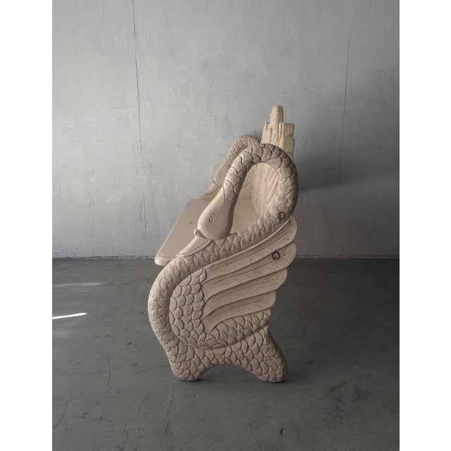 Vintage Hand Carved Pine Swan Motif Bench For Sale In Las Vegas - Image 6 of 10
