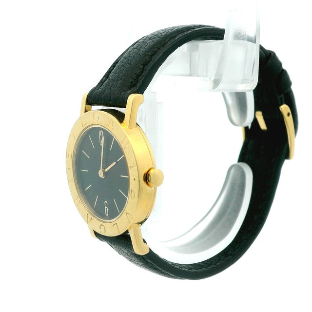 Metal Vintage Bvlgari A5011 18k Gold Black Dial Watch, Circa 1990 For Sale - Image 7 of 14