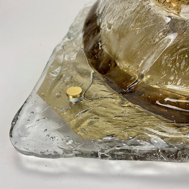 Large Mid-Century Hand-Blown Glass Flush Mount Ceiling Light from Müller & Zimmer, Germany, 1970s For Sale - Image 7 of 9