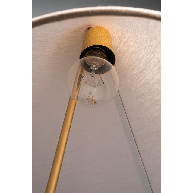 Rupert Nikoll floor lamp with fabric shades around 1950s Brass polished and stove enameled Fabric shades are replaced (...